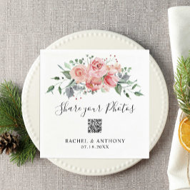  foton för  QR-kod för Rosa ros Bröllop Pappersservett