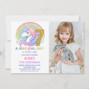 Foton för Rainbow Glitter Unicorn Birthday-inbjudn Inbjudningar