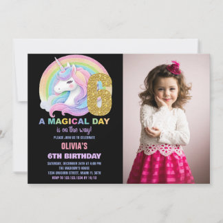 Foton för Rainbow Glitter Unicorn Birthday-inbjudn Inbjudningar