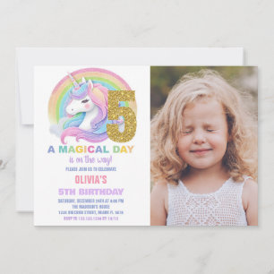 Foton för Rainbow Glitter Unicorn Birthday-inbjudn Inbjudningar
