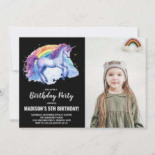 Foton för Rainbow White Unicorn Birthday-inbjudnin Inbjudningar