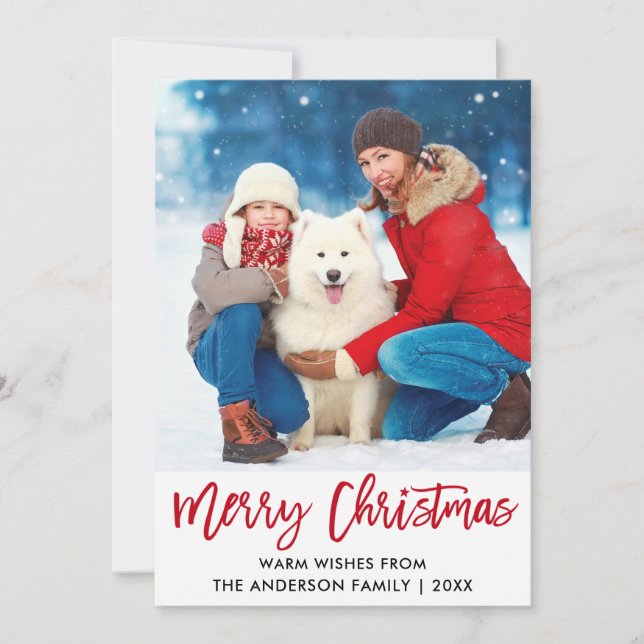 Foton för Red God jul Star i penselskript Julkort (Framsida)