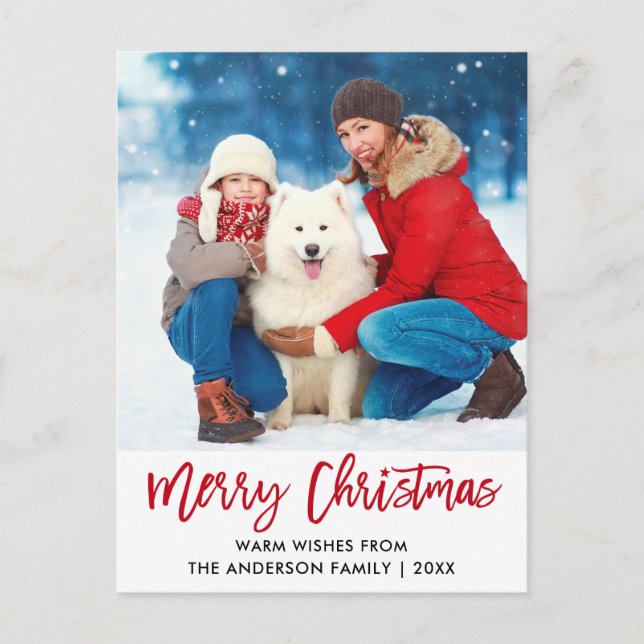 Foton för Red God jul Star i penselskript Vykort (Framsida)