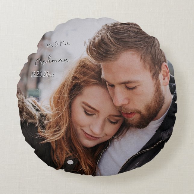 Foton för romantisk första års Anpassningsbar Rund Kudde (Framsidan)