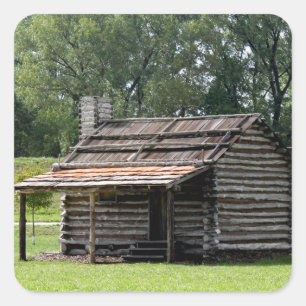 Foton för Rustic Log Cabin Fyrkantigt Klistermärke