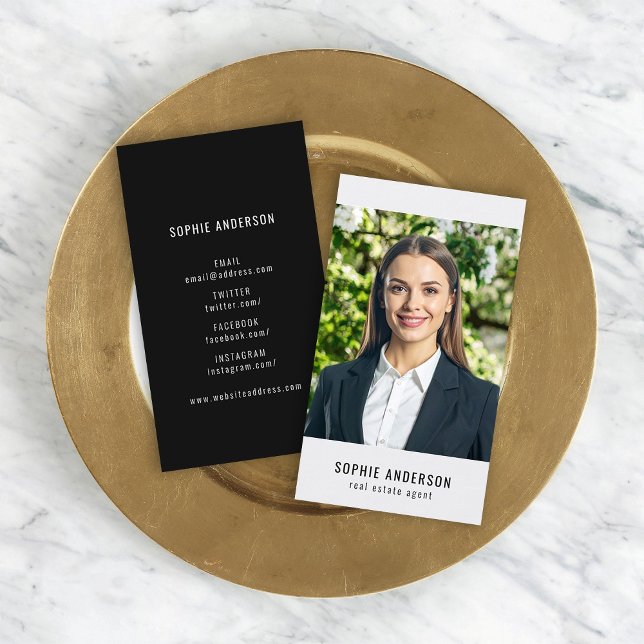 Foton för Social Media Black and White Profile Visitkort (Skapare uppladdad)