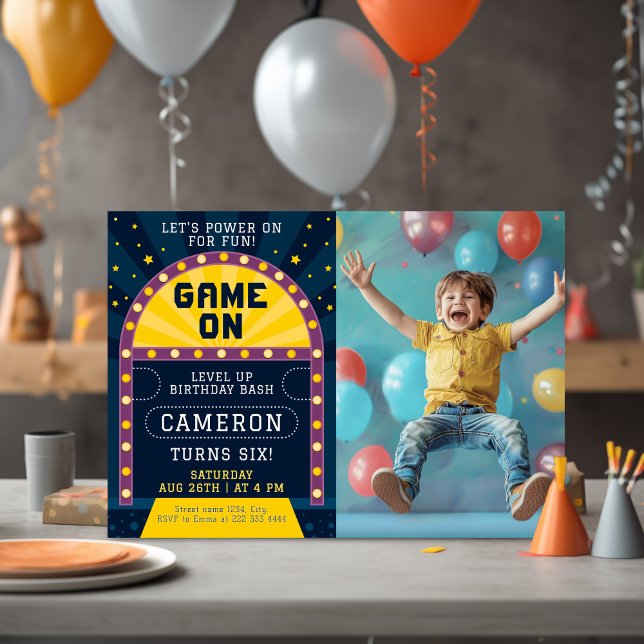 Foton för spel på Arcade-Födelsedagsfest Inbjudningar (Skapare uppladdad)