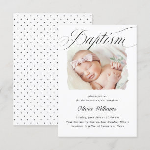 Foton för subtle Kor Script Typo Christening Bapti Inbjudningar