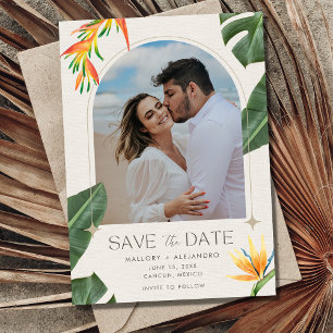Foton för Tropical Beach Destination Wedding Photo Spara Datumet