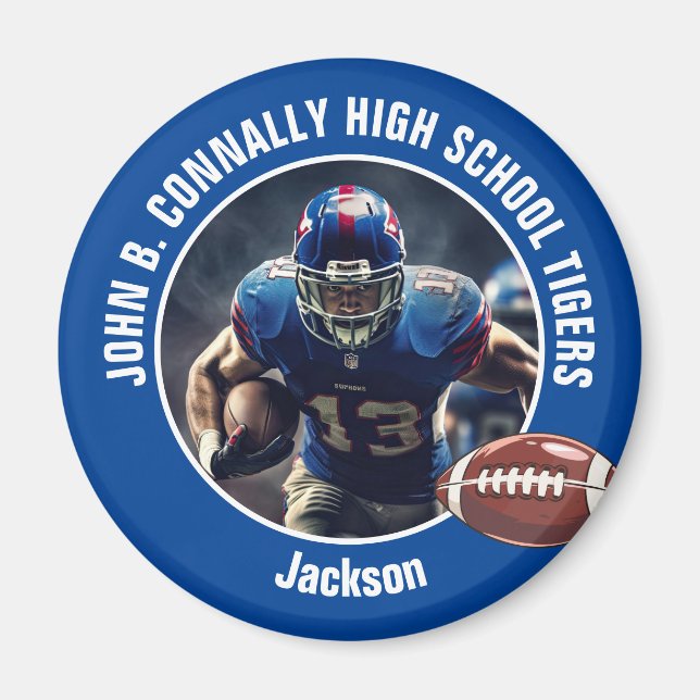 Foton från Blue High School Football Player Magnet (Framsidan)