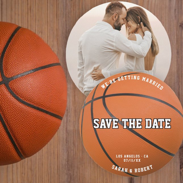 Foton från Bröllop i basketboll Spara Datumet (Basketball Sport Photo Wedding Save The Date)