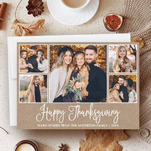 Foton från Calligraphy Happy thanksgiving Kraft 5 Julkort