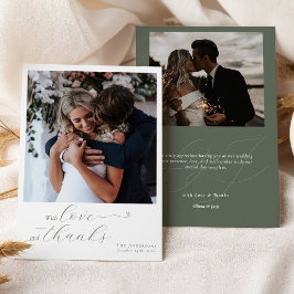 Foton från Calligraphy Sage Grönt Heart Bröllop 2  Tack Kort