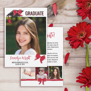 Foton från Girly Cute Red Bows Studenten Meddelande