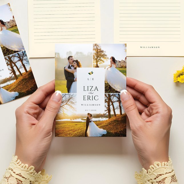 Foton från Lemon Blommar Blommigt Träd Elegant brö Tack Kort (Lemon Blossom Floral Tree Elegant Wedding Photos Thank You Card)