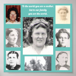 Foton från Mor Quote Collage Teal Ram Poster