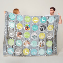 Foton från Rustic Barn Wood-julfamiljen Fleecefilt