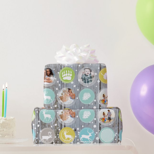 Foton från Rustic Barn Wood-julfamiljen Presentpapper (Festgåvor)