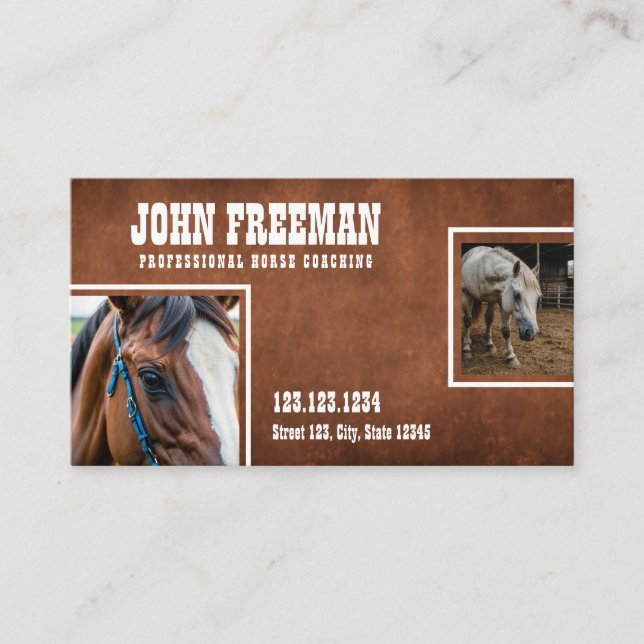 Foton från Rustic Brown Distress Struktur Horses P Visitkort (Framsida)
