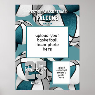 Foton från teal grått basketball-laget färg-team poster