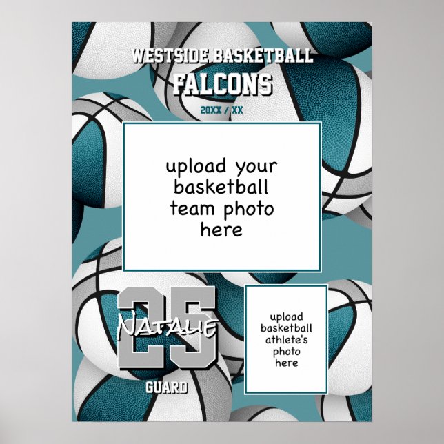 Foton från teal grått basketball-laget färg-team poster (Framsidan)