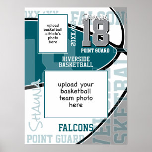 Foton från teal grått Team färg basketball Team Poster