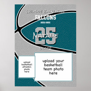 Foton från teal grått Team färg basketball Team Poster