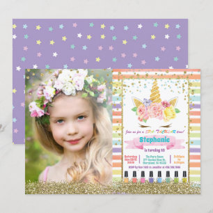 Foton från Unicorn spa party Flickor, pastellbild Inbjudningar