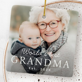 Foton från världens bästa mormor-mormor under det  julgransprydnad keramik