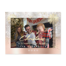 Foton god jul Lycklig år Guld Grått Glitter 