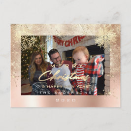 Foton god jul Lycklig år Guld Snö Glitter Vykort