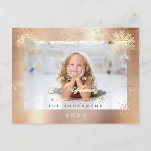 Foton god jul Lycklig år Guld Snö Ro Vykort