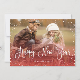 Foton gott nytt år Snö Julkort