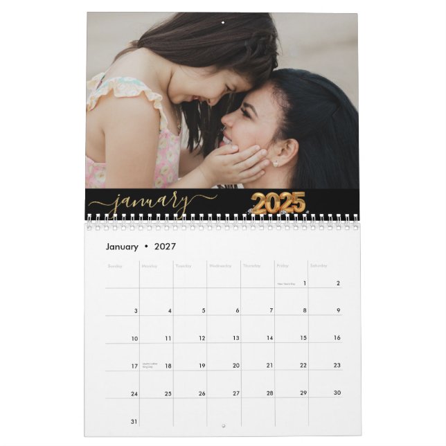 Foton i elegant Enkel uppspelningsskript-familjen Kalender (Jan 2027)