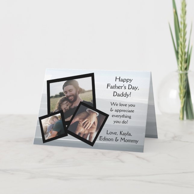 Foton i familjen Lycklig Fars dag Kort (Framsida)