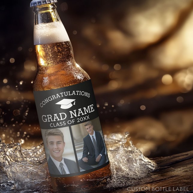 Foton i grattis Student Studenten Ölflaska Etikett (Custom Graduation Party Label)