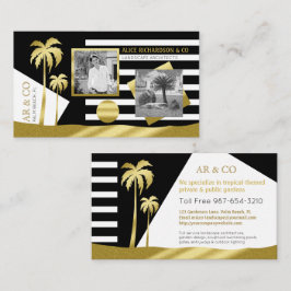 Foton i Guld Tropical Handflatan Träd Beach Instag Visitkort