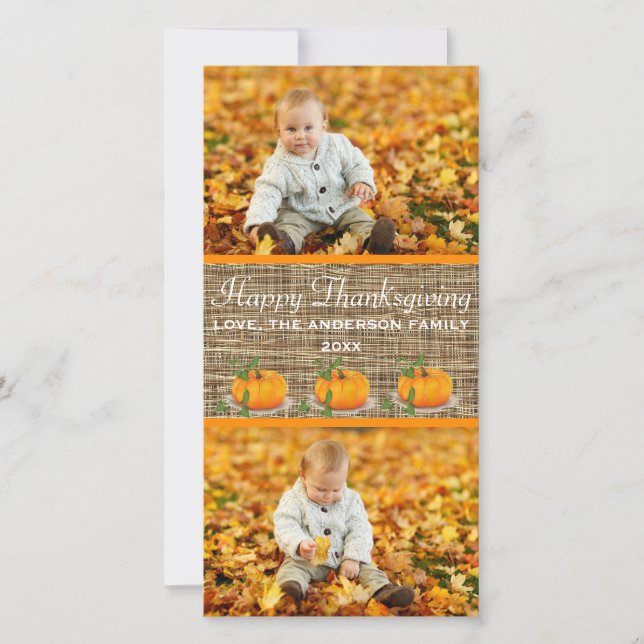 Foton i Happy thanksgiving Burlap 2 - Fotkort Julkort (Framsida)