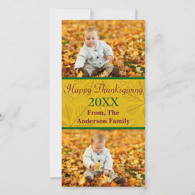 Foton i Happy thanksgiving Guld 2 - Fotkort Julkort (Framsida)
