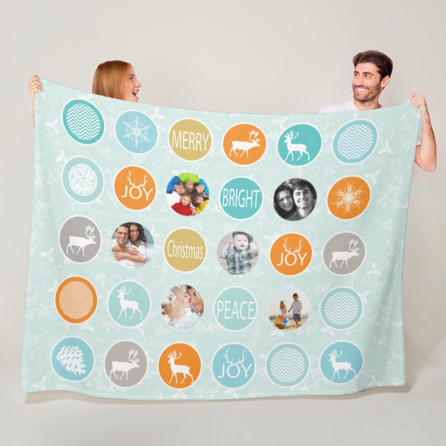 Foton i julfamiljen Rustic Helgdag Fleecefilt (På plats)