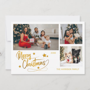 Foton i julklapp tre i familjen julkort