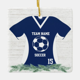 Foton Jersey Blue och White Shirt med Photo Julgransprydnad Keramik