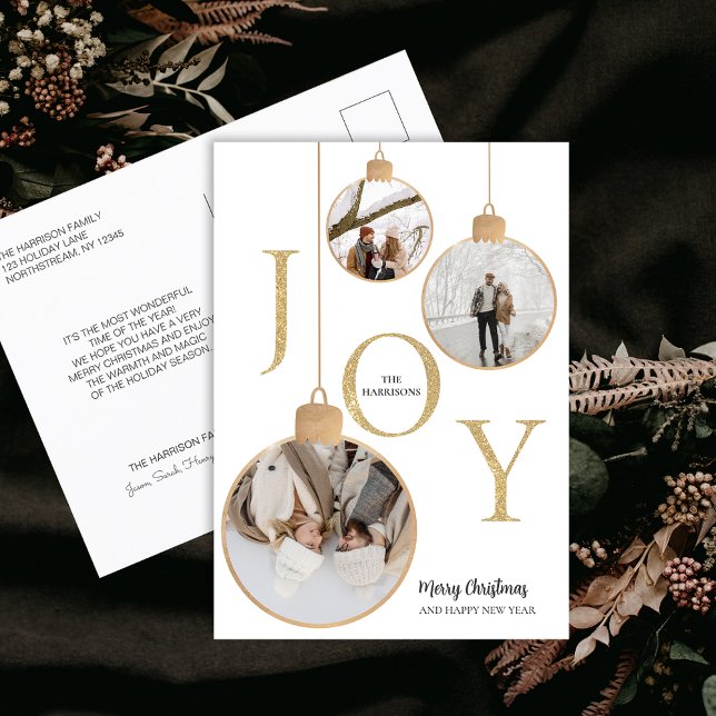 Foton JOY White jul Bell Helgdag-vykort Helg Vykort (Photos JOY White Christmas Bell Holiday Postcard)