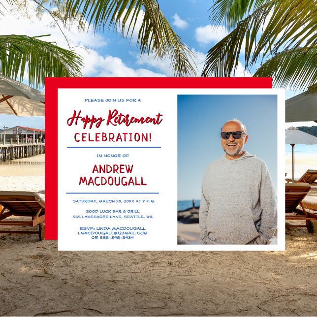 Foton lycklig Pension Firande Party i Inbjudningar (Happy Retirement Celebration Party Photo Invitation)