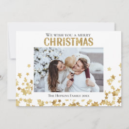 Foton med Guld-anpassningsbar - platt Helgdag-julk Julkort