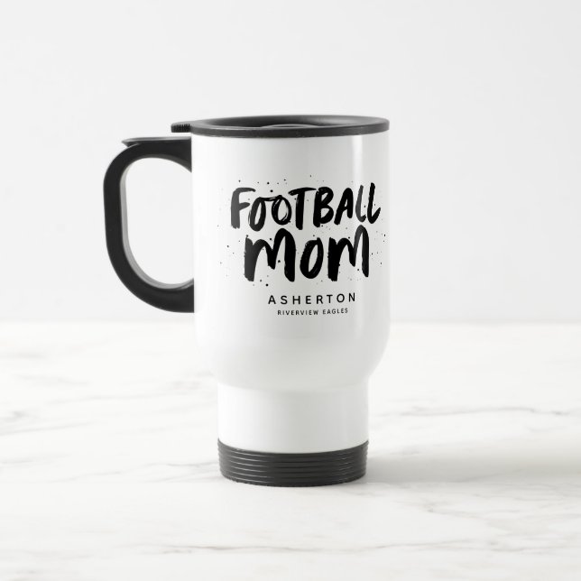 Foton med svart och vit personlig i fotboll mamma resemugg (Vänster)