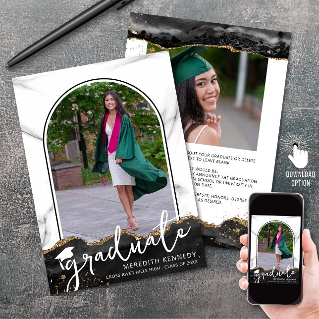 Foton med Trendig Script Arch Black Guld 2 Photos Meddelande (Skapare uppladdad)