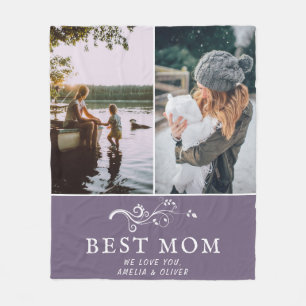Foton Mor i bästa Mamma Modern Foliage 2-Anpassnin Fleecefilt