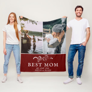 Foton Mor i bästa Mamma Modern Foliage 2-Anpassnin Fleecefilt