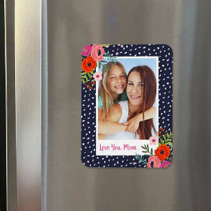Foton Mors dag i Bright Blommigt Anpassningsbar Magnet